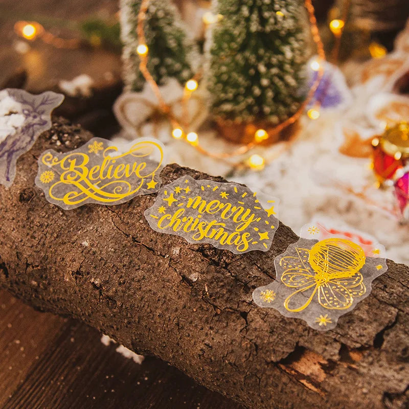 30 PCS PET Waterproof Merry Christmas Collection Tree Elk Decorative Stickers for Scrapbooking DIY Festival Gift