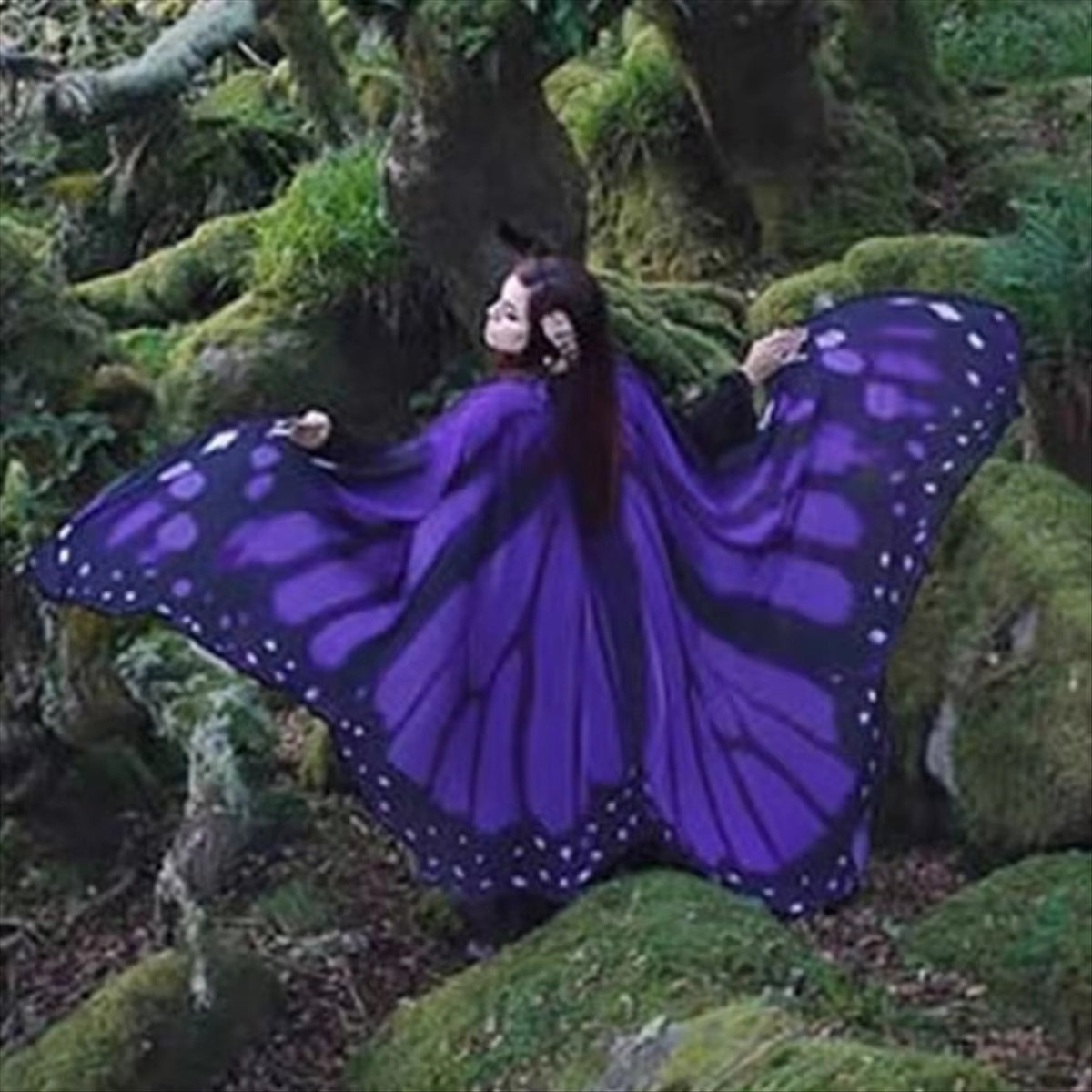 Butterfly Wing Cloak Gift Props Halloween Costumes Naughty Girl with Fairy Wing Cloak,Light Brown