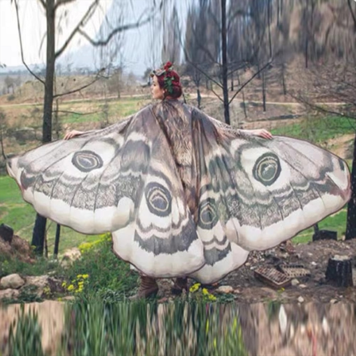 Butterfly Wing Cloak Gift Props Halloween Costumes Naughty Girl with Fairy Wing Cloak,Light Brown