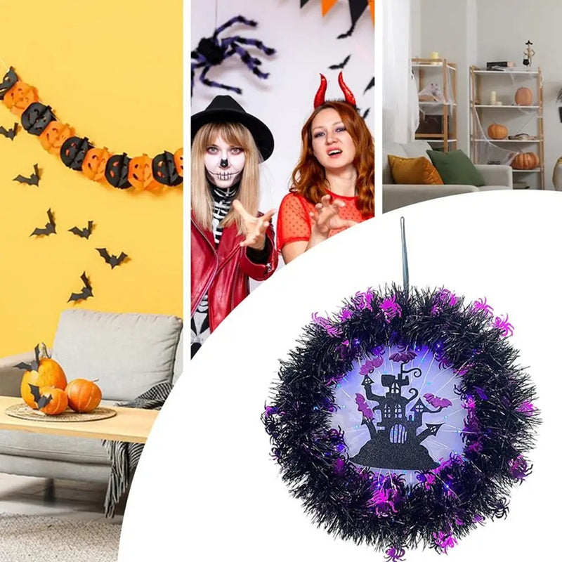 Halloween Wreaths for Front Door Spider Castle Ghost Halloween Front Door Wreath Gothic Creepy Garland Halloween A