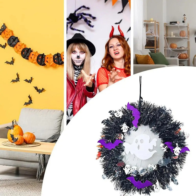 Halloween Wreaths for Front Door Spider Castle Ghost Halloween Front Door Wreath Gothic Creepy Garland Halloween A