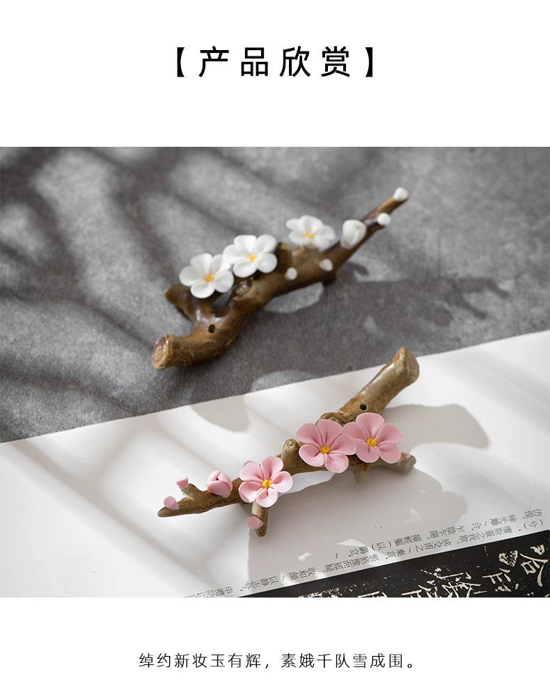 Multifunctional Plum Blossom Ceramic Brush Holder Pen Shelving Tea Pet Insert Incense Study Room Four Treasures Art Supplies