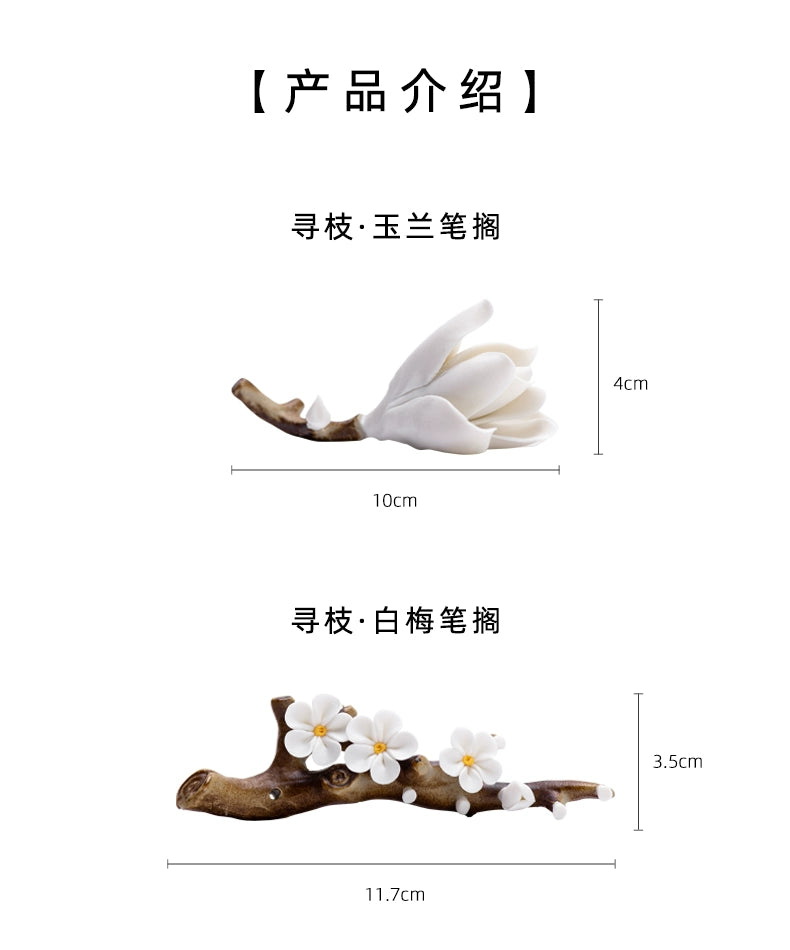 Multifunctional Plum Blossom Ceramic Brush Holder Pen Shelving Tea Pet Insert Incense Study Room Four Treasures Art Supplies