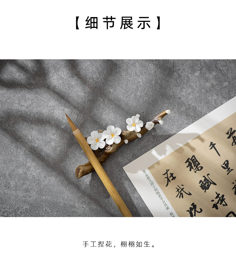 Multifunctional Plum Blossom Ceramic Brush Holder Pen Shelving Tea Pet Insert Incense Study Room Four Treasures Art Supplies