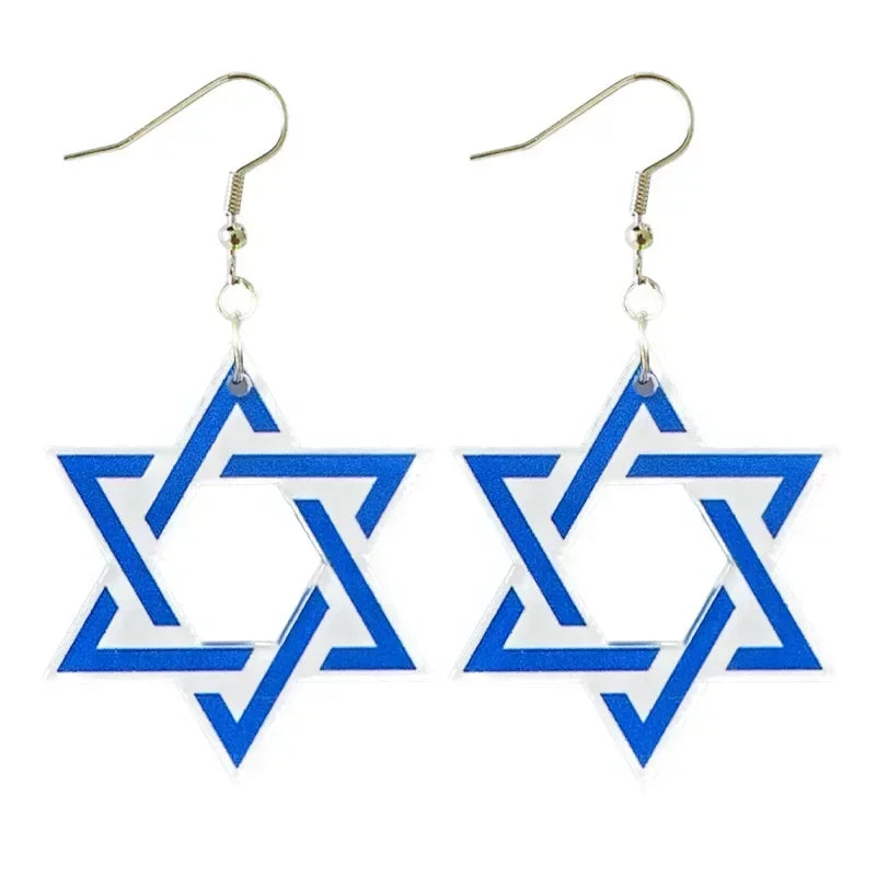 4 Pairs Hanukkah Acrylic Earrings Hanukkah Party Decorations Candlestick Star Candle Ornament Hanukkah Supplies Jewish Holiday