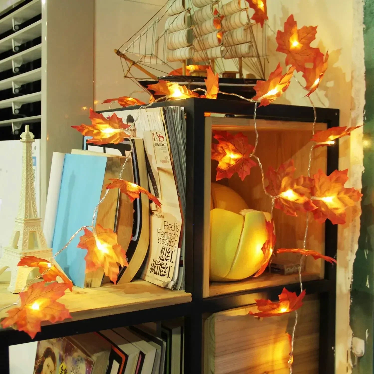 1.5/3/M Christmas Decoration Artificial Maple Leaf Leaves LED Light String Lantern Garland Home Party DIY Deco Halloween New Yea