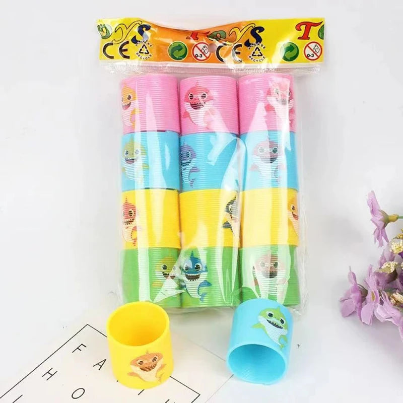 12PCS Mini Rainbow Circle Spring Ring Toys Party Supplies Boys Girls Easter Children's Birthday Gift Halloween Gift Toys Pack