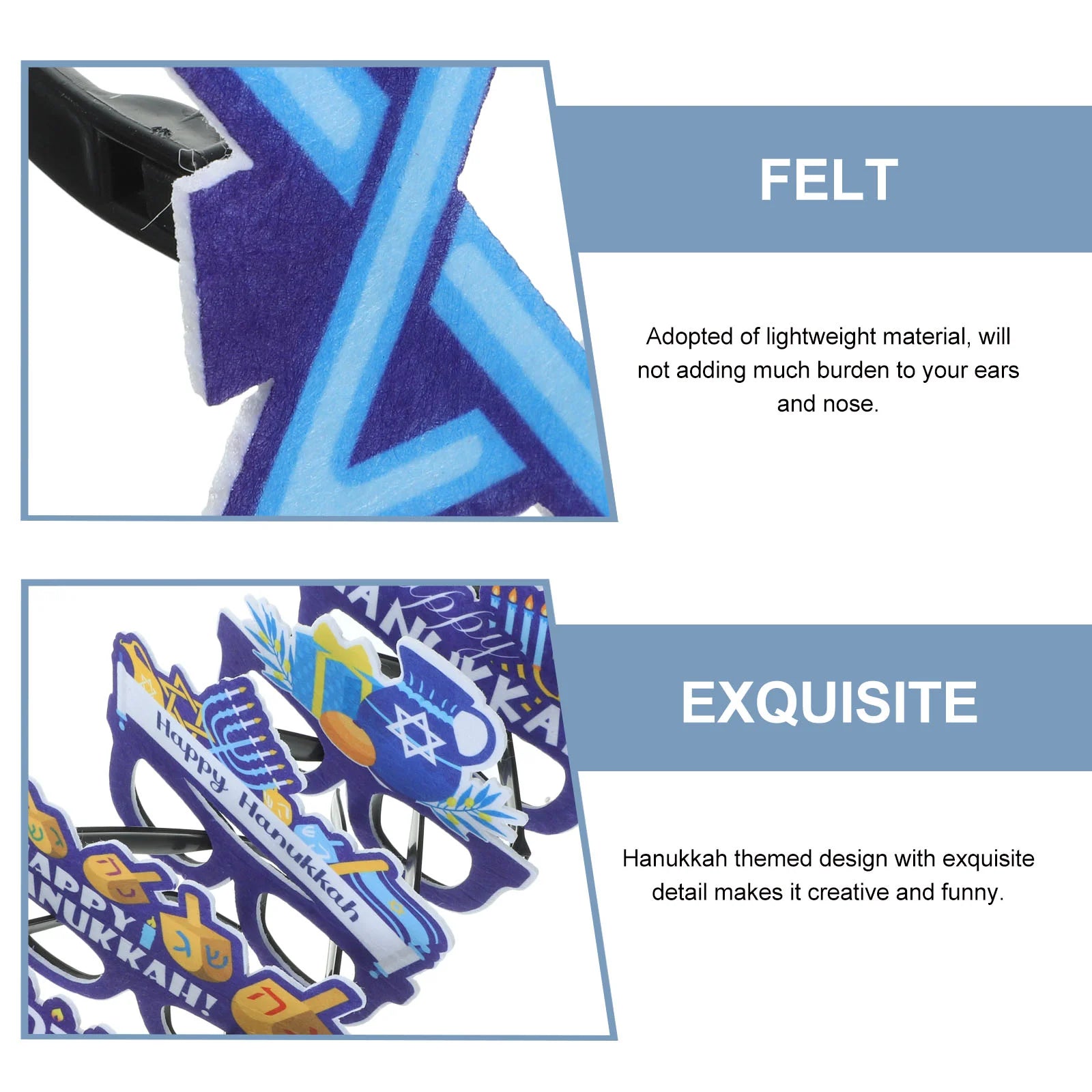 6 Pcs Hanukkah Glasses Party Photo Booth Props Decorations Supplies Themed Eyeglasses Plastic Chanukah Felt for Adults