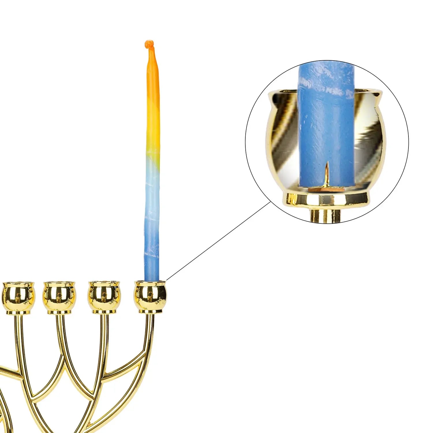 BRTAGG Hanukkah Menorah 24.5cm Height - Jewish 9 Branch Chanukah Candlestick Candle Holders