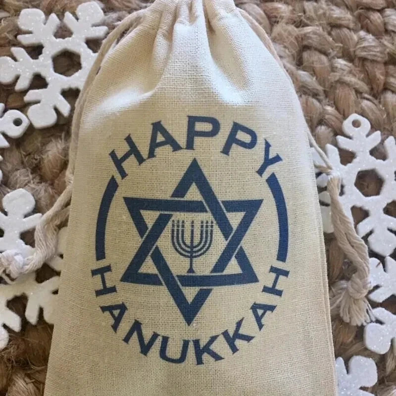 20pcs Menorah Candle Happy Hanukkah Gift Bags Holiday of Lights Jewish Celebration decoration Children kid boy girl Prese