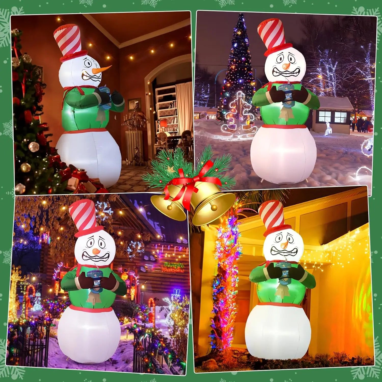 Christmas Inflatables Outdoor Decorations, 6FT Shivering Snowman Inflatable Built-in LED Lights Christmas Blow Up Yard