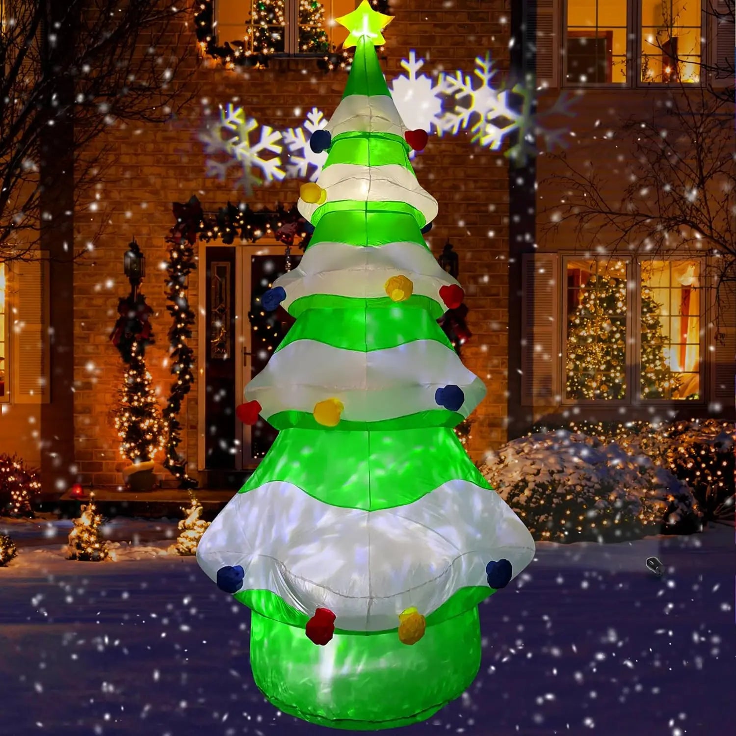 12 FT Giant Inflatable Christmas Tree Xmas Decoration for Blow Up Built-in LED for Yard Indoor Outdoor Lawn Yard Gard
