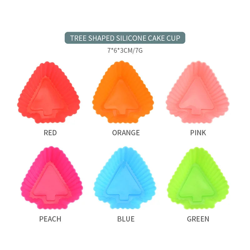 Triangle Christmas Tree-shaped Silicone Cake Cups Kitchen Tart Muffin Cake Pudding Handmade Baking Mold