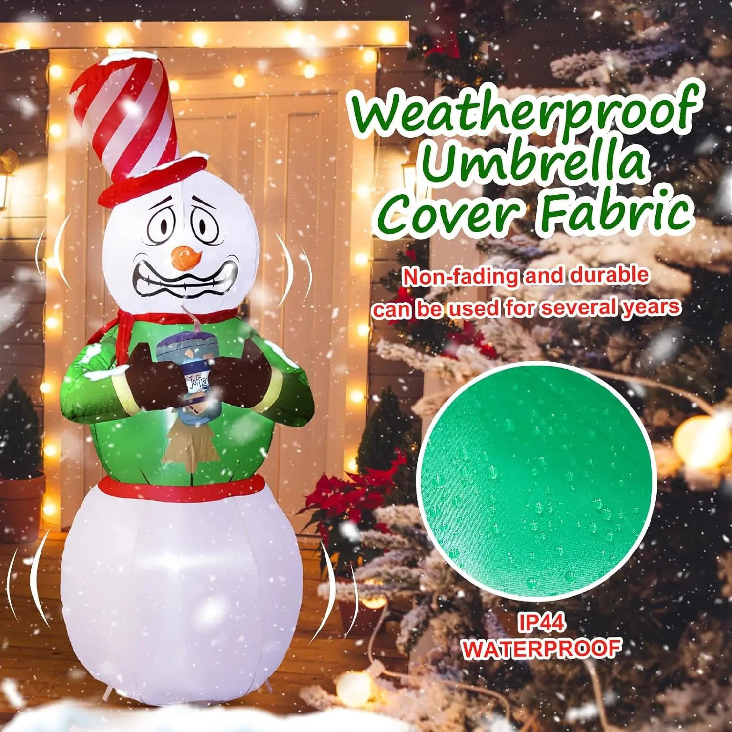 Christmas Inflatables Outdoor Decorations, 6FT Shivering Snowman Inflatable Built-in LED Lights Christmas Blow Up Yard