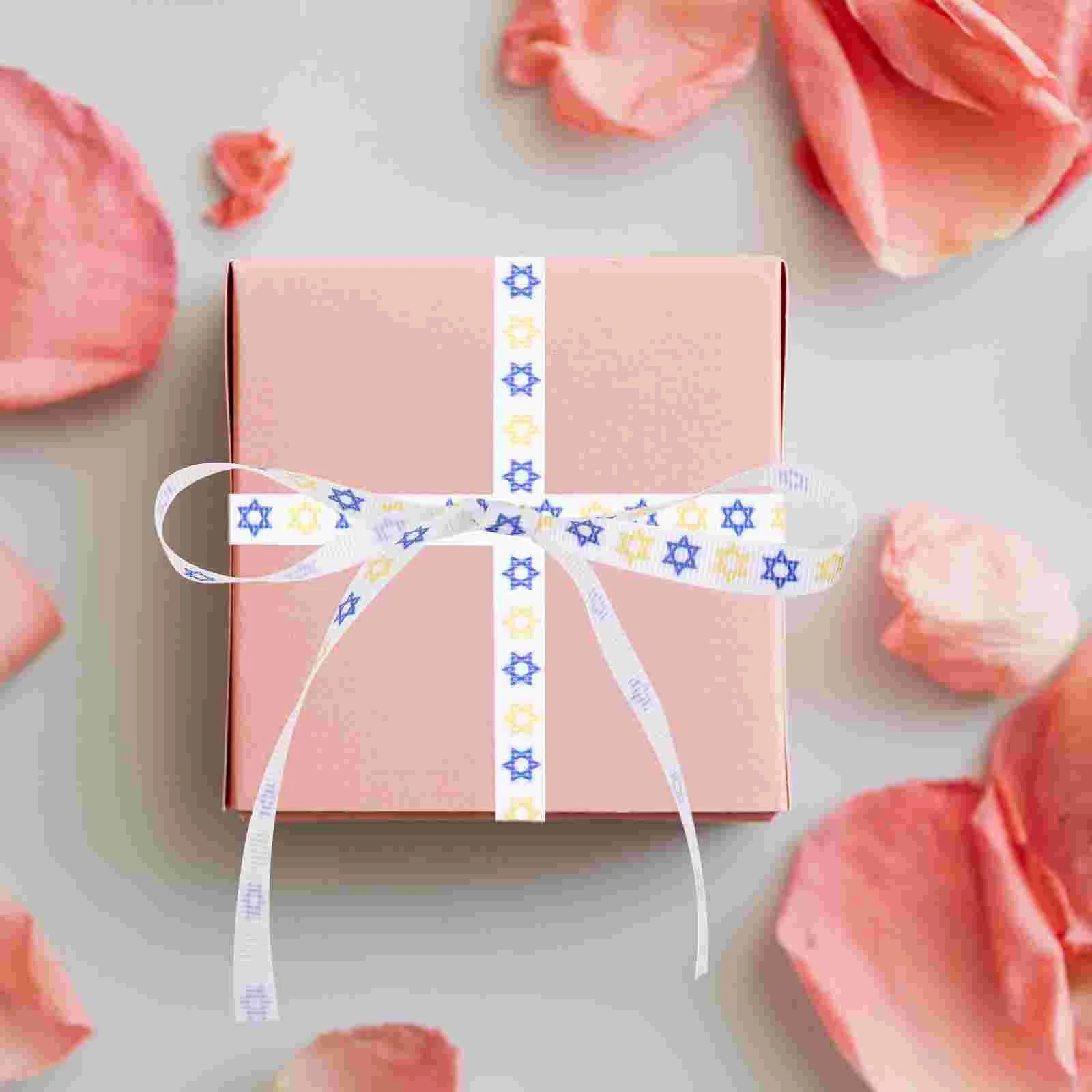 Hanukkah Ribbon Jewish Decoration DIY Gift Packaging for Wrapping Ribbons Flower Bouquet Decorations Embroidered Fabric The