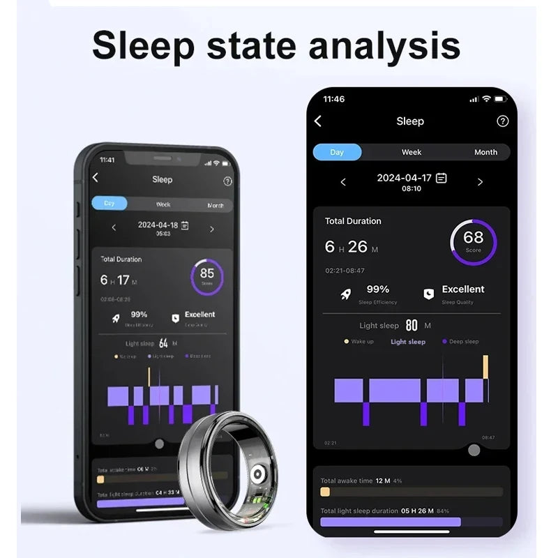 2024 New Smart Ring Men Women Heart Rate Blood Oxygen Sleep Health Monitor Sport Fitness Tracker Smartring For Women Health Ring