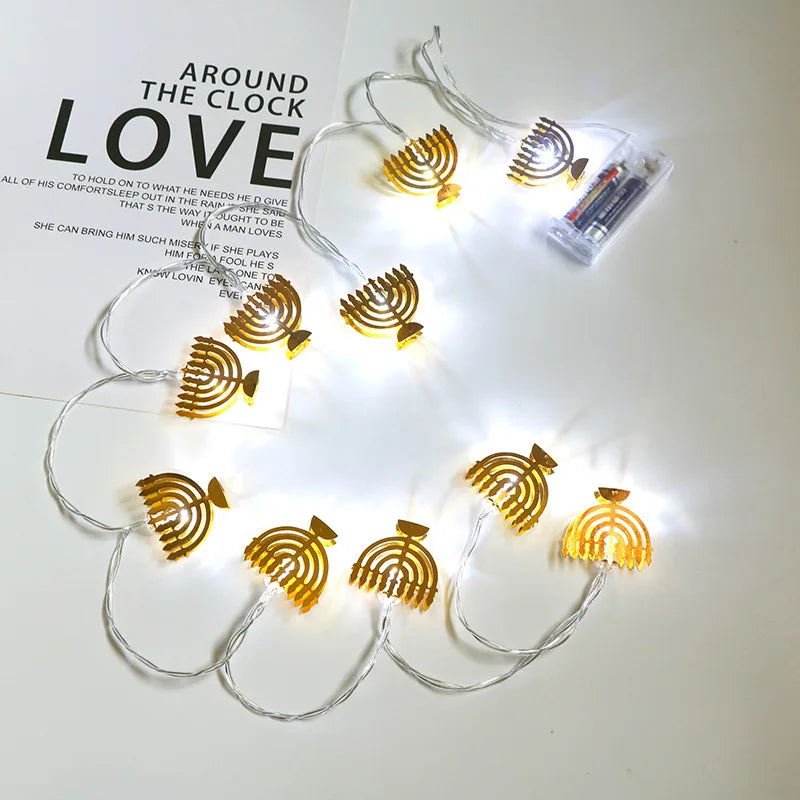 10 LED Chanukah Hanukkah String Light Party Candlestick Battery Operated LED For Home Lamp Decorations Party Luminous Props
