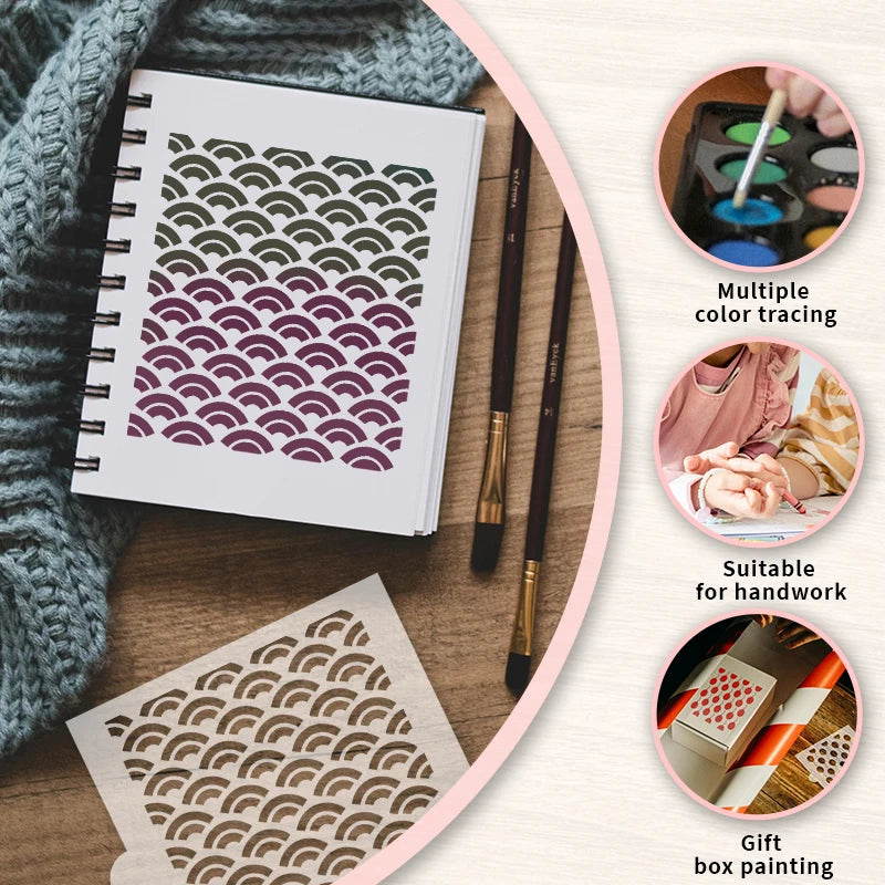 NUBECOM 20pcs Painting Templates PET Decor Molds Creative DIY Scrapbook Making Hollowed Out Patterns Painting Tools DIY Supplies