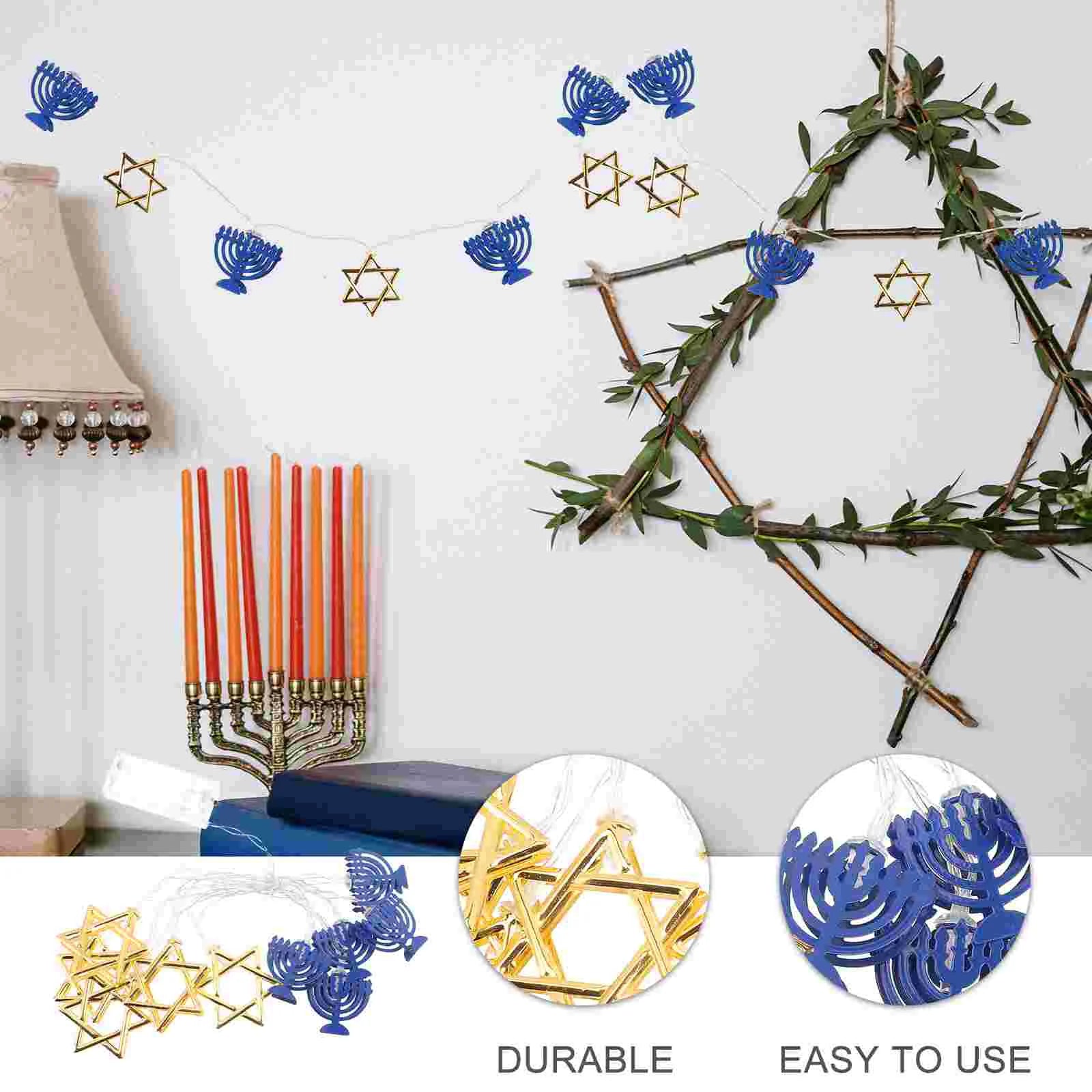 Hanukkah String Lights Star Party Favors Holder Supplies Holders Sticks Ornament Personalized LED Sign Post Indoor Fairy