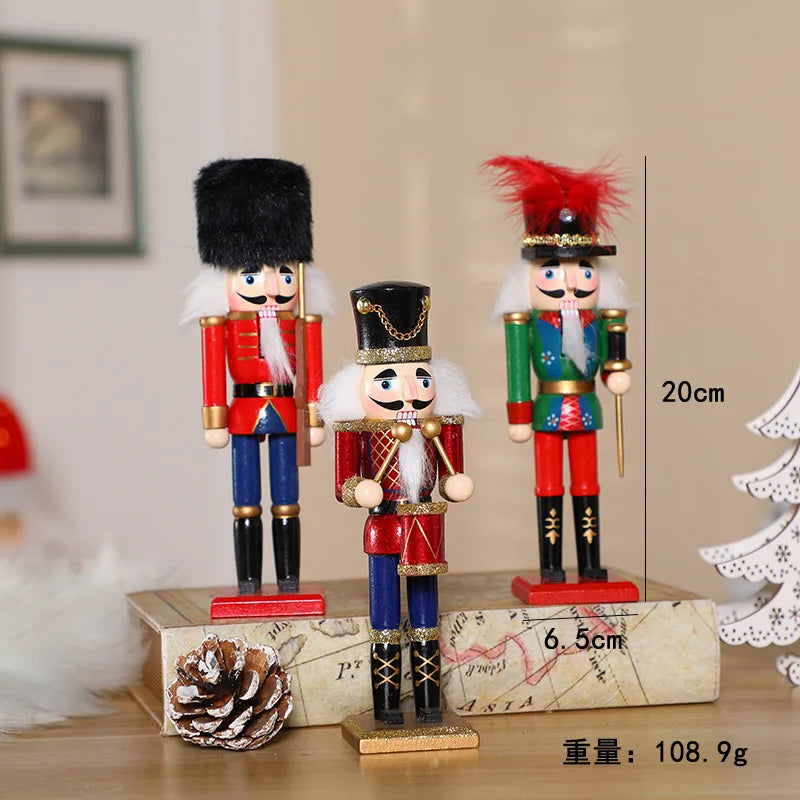 20cm Nutcracker Christmas Decor Wooden Christmas Decorations Nutcracker Figures Christmas Festive Collectible For Home Ht240