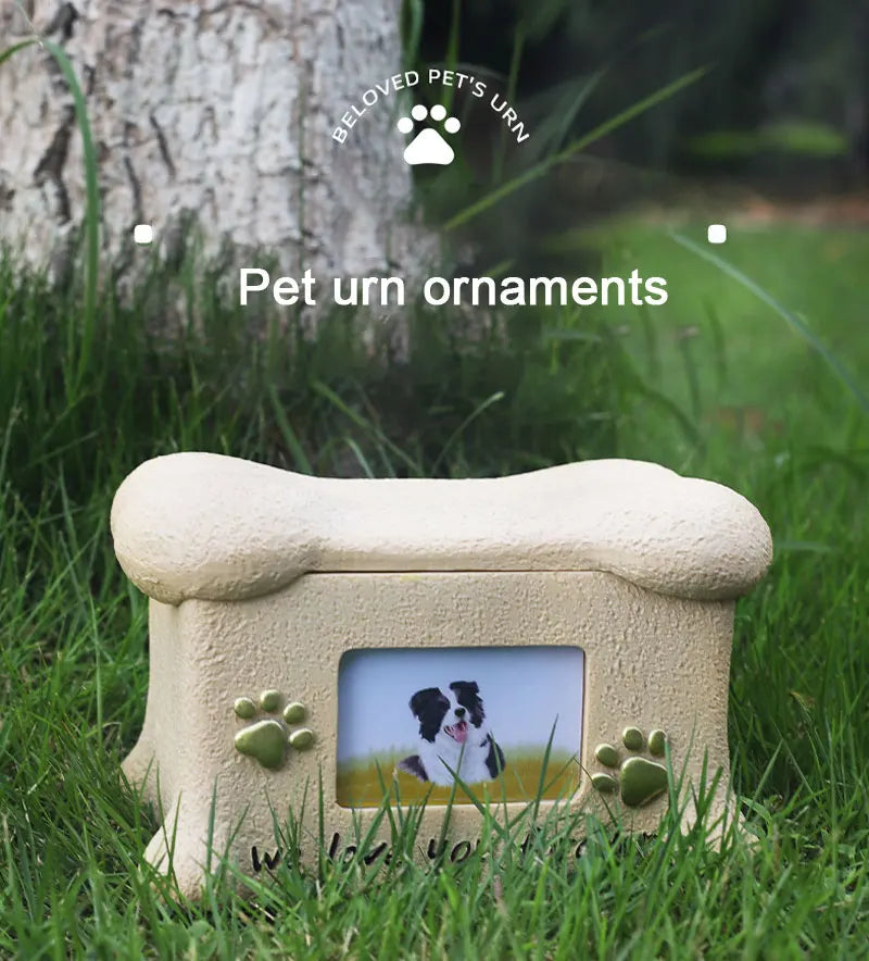 Creative Resin Creative Pet Dog Cinerary Casket with Photo Frame Kitten Puppy Animal Memorial Funeral Supplies Decorative Crafts