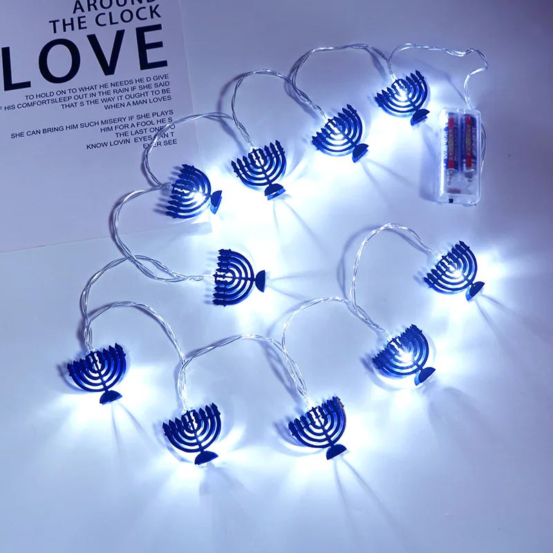10 LED Chanukah Hanukkah String Light Party Candlestick Battery Operated LED For Home Lamp Decorations Party Luminous Props