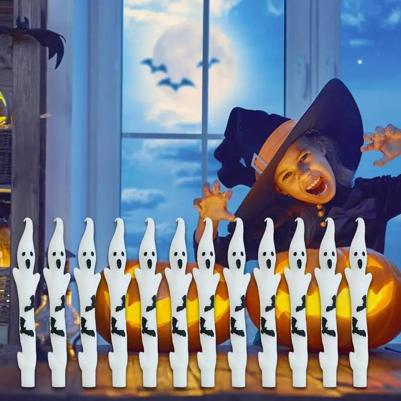 Decorative Tall Candle Set 10 Pieces Taper Candles Halloween Candlesticks Portable Horror Atmosphere Candle Set For Bay Window