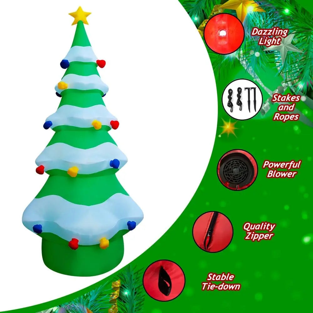 12 FT Giant Inflatable Christmas Tree Xmas Decoration for Blow Up Built-in LED for Yard Indoor Outdoor Lawn Yard Gard