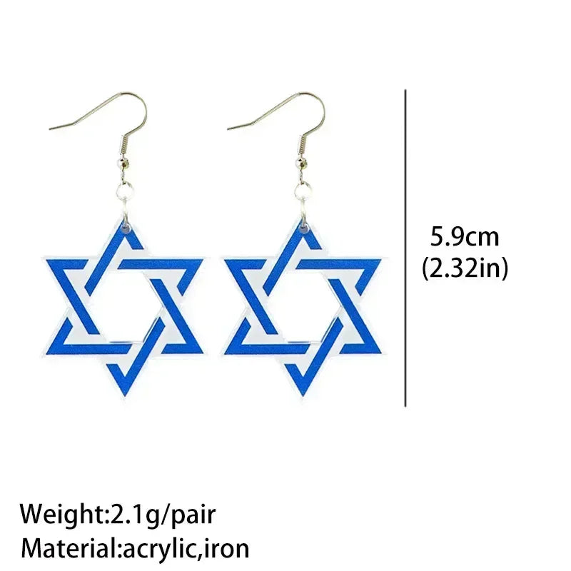 4 Pairs Hanukkah Acrylic Earrings Hanukkah Party Decorations Candlestick Star Candle Ornament Hanukkah Supplies Jewish Holiday