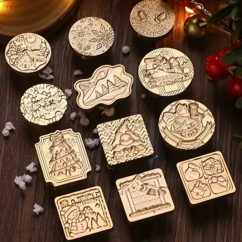 1PC Christmas Stamp Lacquer Seal Copper Festive Gift Wax Stamp Scrapbooking Stamps for Card Making