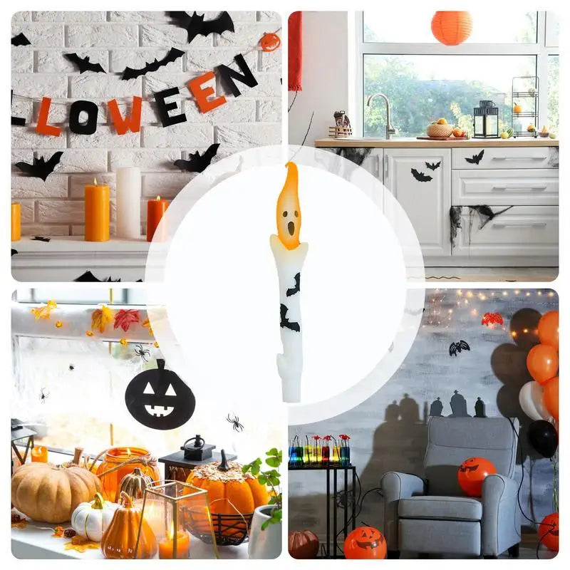 Decorative Tall Candle Set 10 Pieces Taper Candles Halloween Candlesticks Portable Horror Atmosphere Candle Set For Bay Window