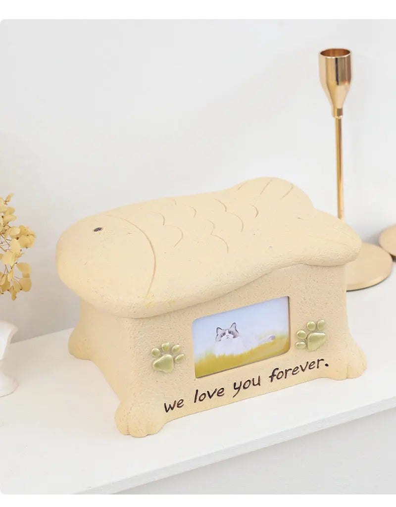 Creative Resin Creative Pet Dog Cinerary Casket with Photo Frame Kitten Puppy Animal Memorial Funeral Supplies Decorative Crafts