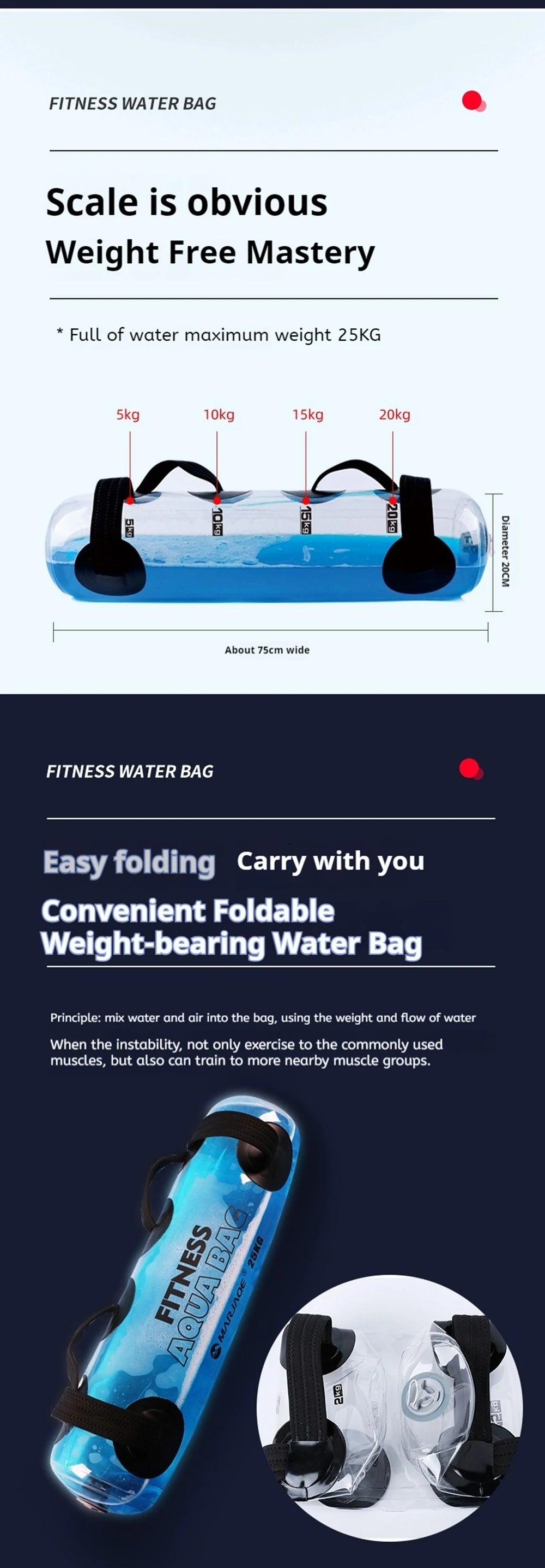 5-35KG Multifunctional inflatable water injection sandbag 1mmPVC fitness water bag weight-bearing equipment adjustable weight