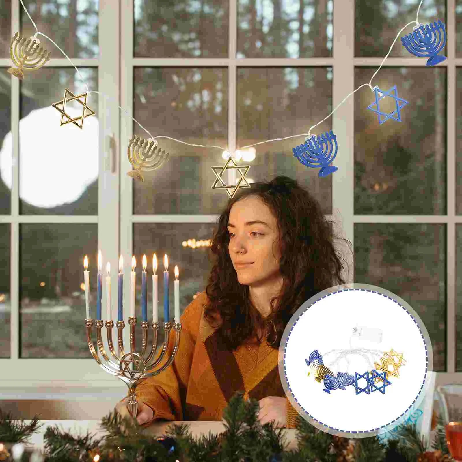 Hanukkah String Lights Holder Holders Fairy Star Party Favors Post Decor