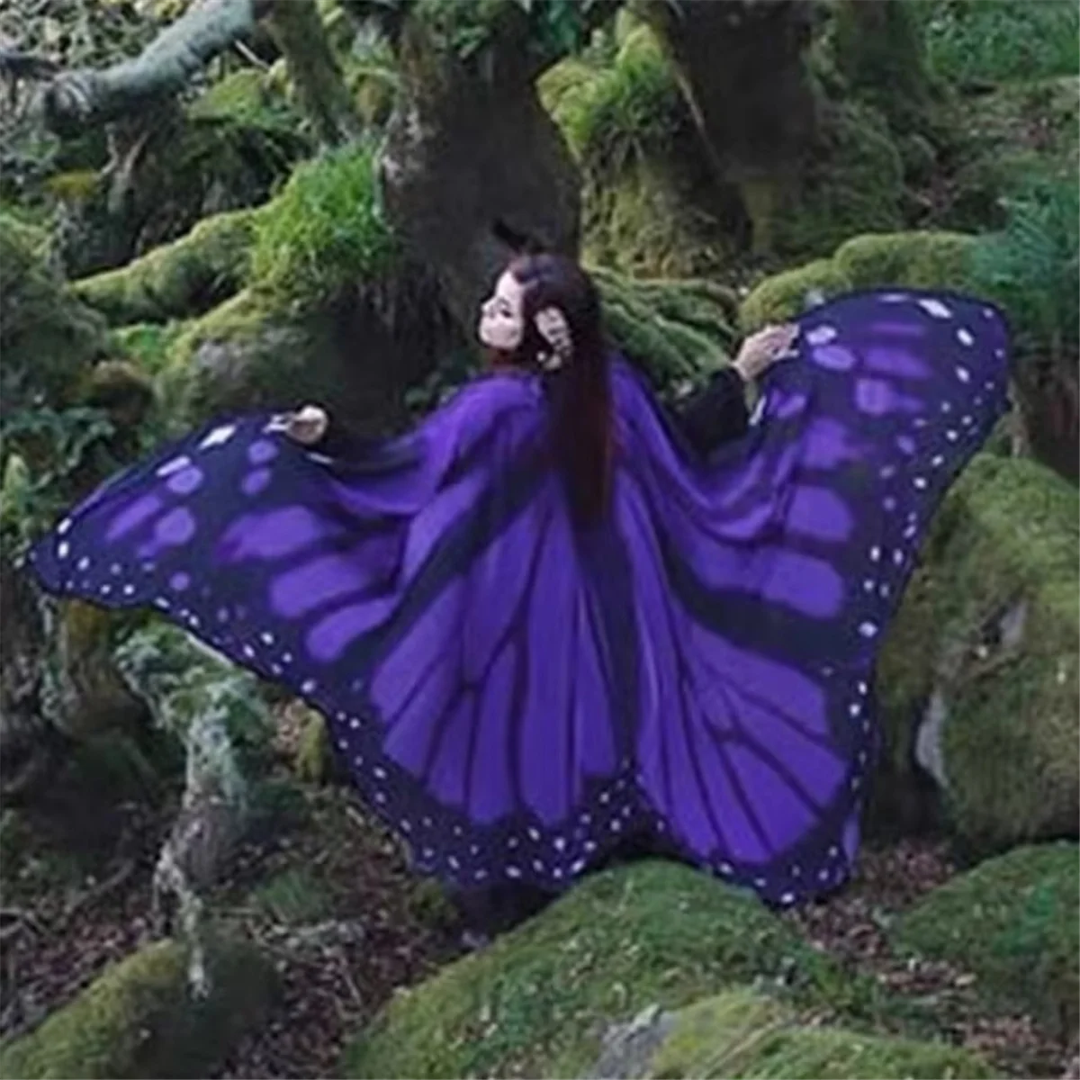 Butterfly Wing Cloak Gift Props Halloween Costumes Naughty Girl with Fairy Wing Cloak,Light Brown