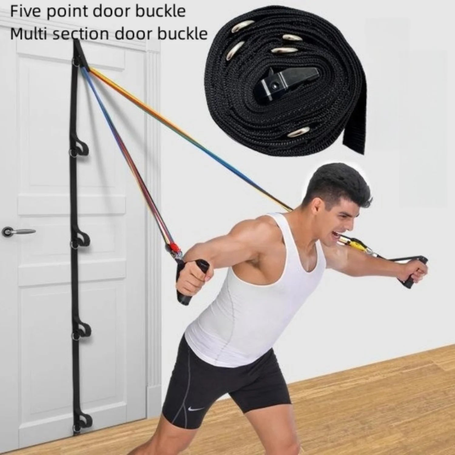 Multi Section Door Buckle Resistance Rope, 5-Loop Elastic Design, Ideal for Suspension Training, Fitness Equipment - 200inches/5