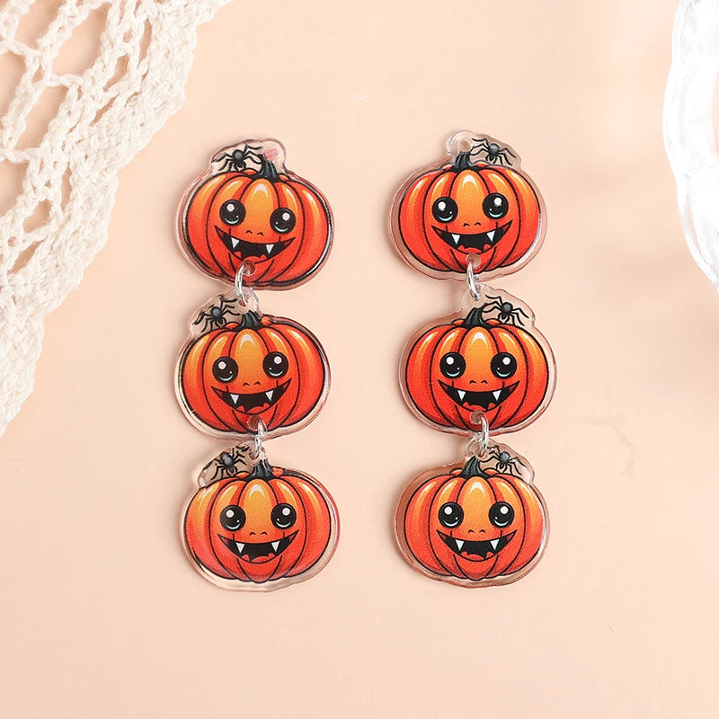 4Pcs Halloween Charms Acrylic Coffee Pumpkin Cobweb Pendant For Necklace DIY Making Accessories
