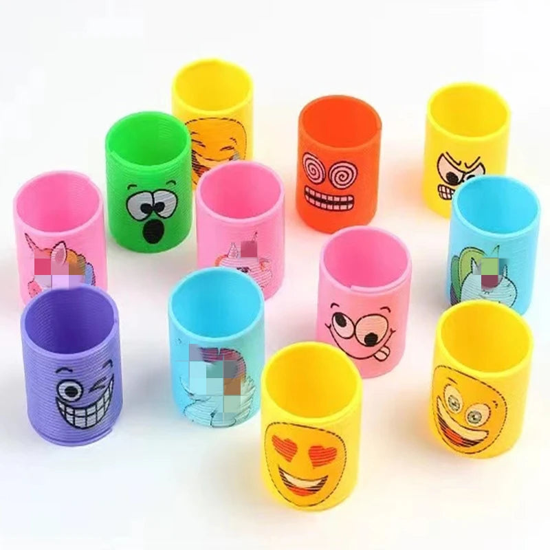 12PCS Mini Rainbow Circle Spring Ring Toys Party Supplies Boys Girls Easter Children's Birthday Gift Halloween Gift Toys Pack