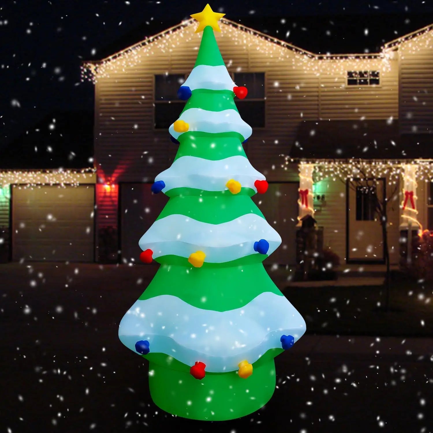 12 FT Giant Inflatable Christmas Tree Xmas Decoration for Blow Up Built-in LED for Yard Indoor Outdoor Lawn Yard Gard