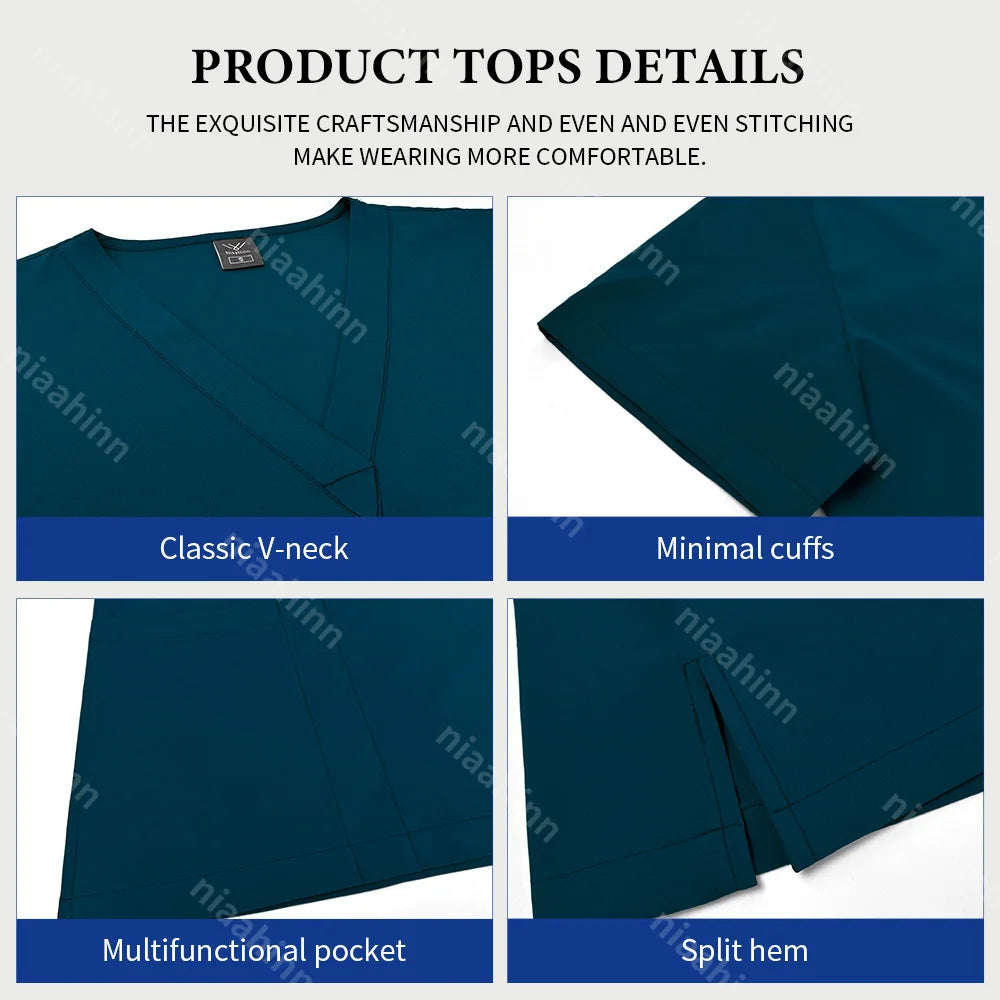 Polychrome Medical Uniform Women Scrubs Sets Pet Hospital Working Scrub Suits Nurse Accessories Dental Surgery Suit Lab Workwear