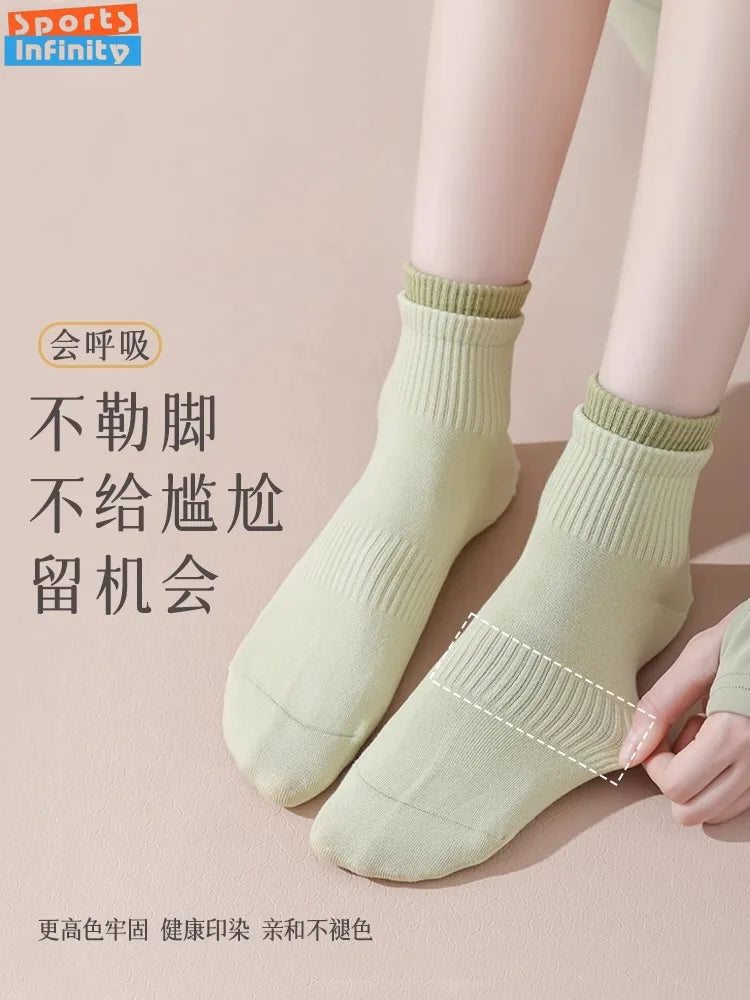 1pair Women's Yoga Socks Professional Pilates Socks Cotton Breathable Silicone Non Slip Indoor Dance Gym Fitness Sports Socks