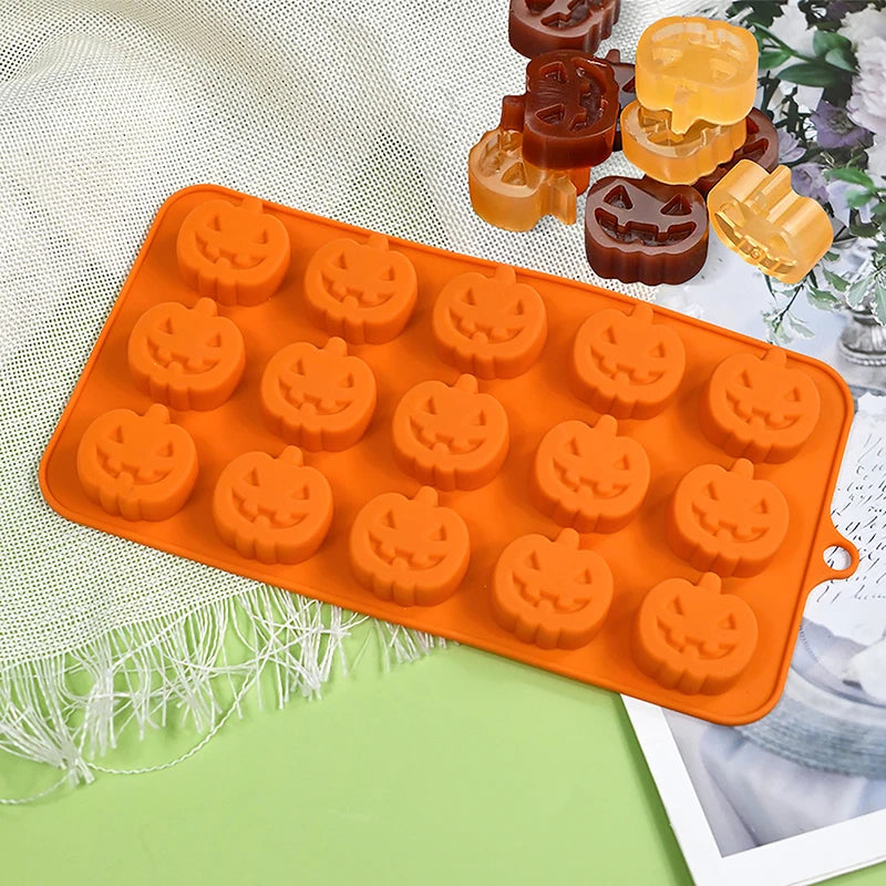 2pcs Halloween Pumpkin Silicone Mold Chocolate Cookie Candy Mould Halloween Party DIY Baking Tools Cake Decoration Ice Mold