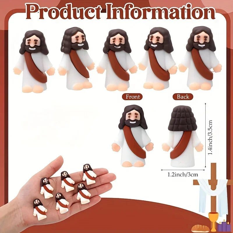 24Pack Miniature Jesus Statues PVC Tabletop Religious Figures for Christmas Easter Halloween & Hanukkah Christian Decorations