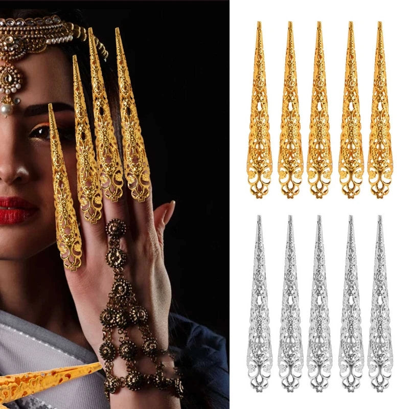 5Pieces Fingertip Claw Nail Ring Decoration Accessory Finger Joint Protector Halloween Cosplay Drama Dance Performance