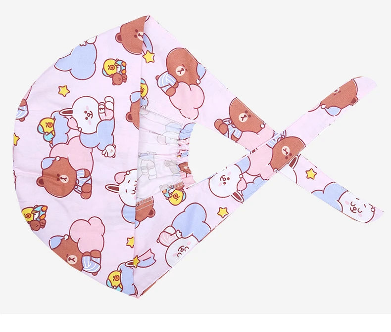 Bear Unisex Scrub Caps Print Nurse Surgical Hats Sweat-absorbent Cotton Pet Doctor Lab Print Scrub Hat Wholesale M878