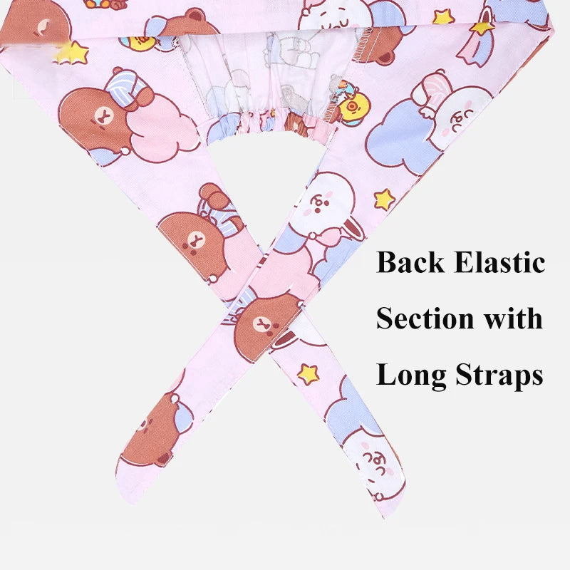 Bear Unisex Scrub Caps Print Nurse Surgical Hats Sweat-absorbent Cotton Pet Doctor Lab Print Scrub Hat Wholesale M878