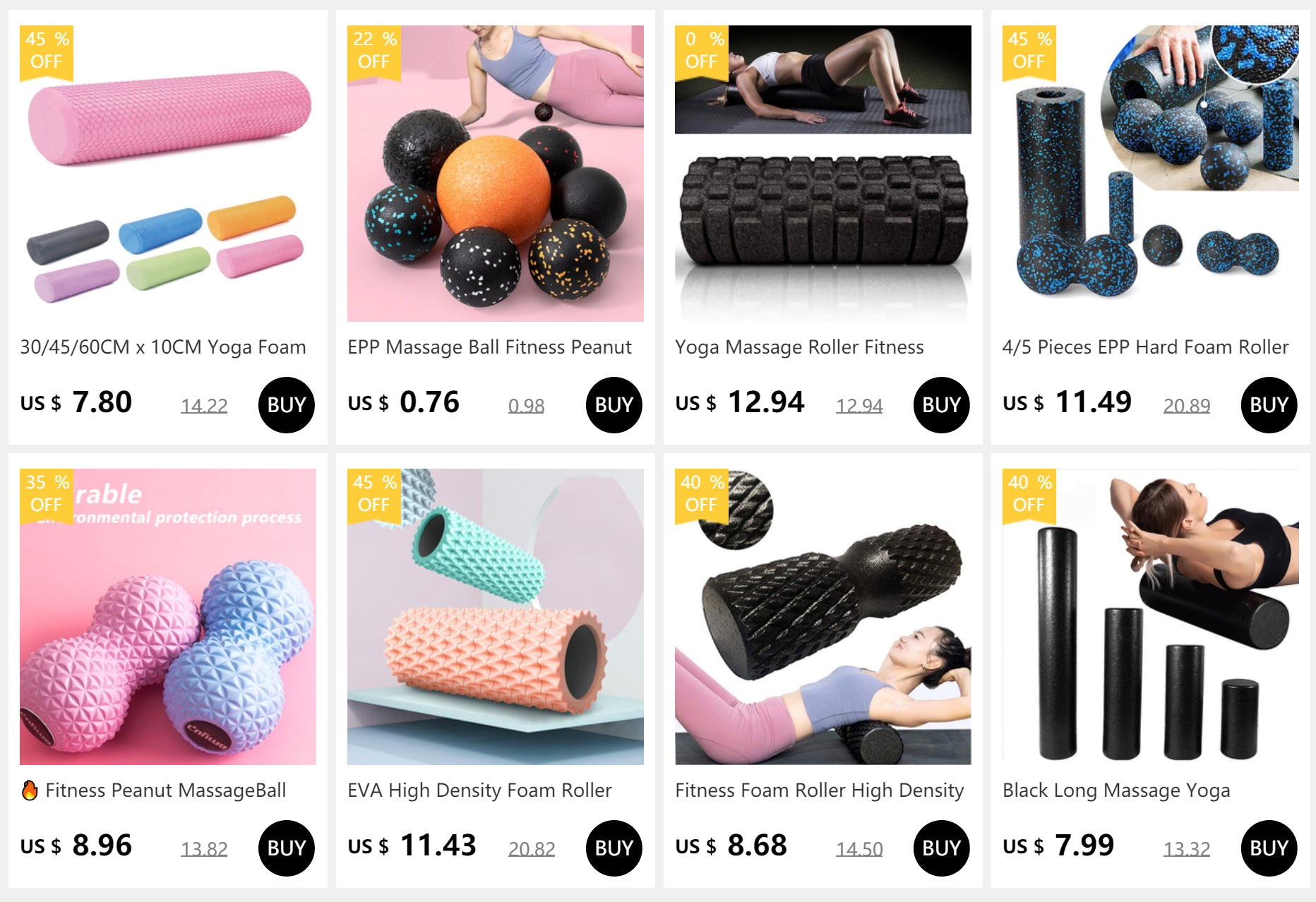 High-Density EVA Foam Roller 30/45CM Fitness Yoga Balance Pad Deep Tissue Massager Myofascial Release Physical Therapy Equipment