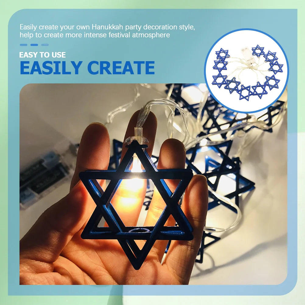 Holder Holiday Decorations Hanukkah Star of David Light Decorate Flashing Blue