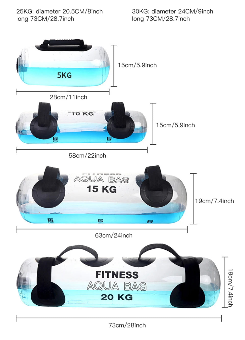 5-35KG Multifunctional inflatable water injection sandbag 1mmPVC fitness water bag weight-bearing equipment adjustable weight