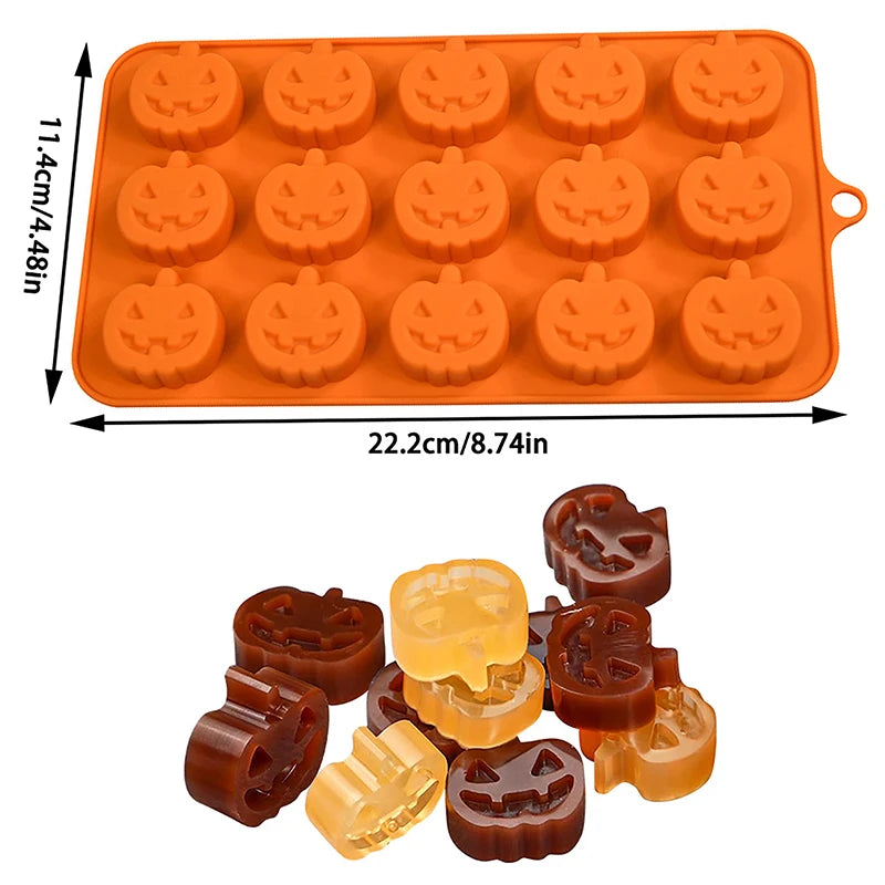 2pcs Halloween Pumpkin Silicone Mold Chocolate Cookie Candy Mould Halloween Party DIY Baking Tools Cake Decoration Ice Mold